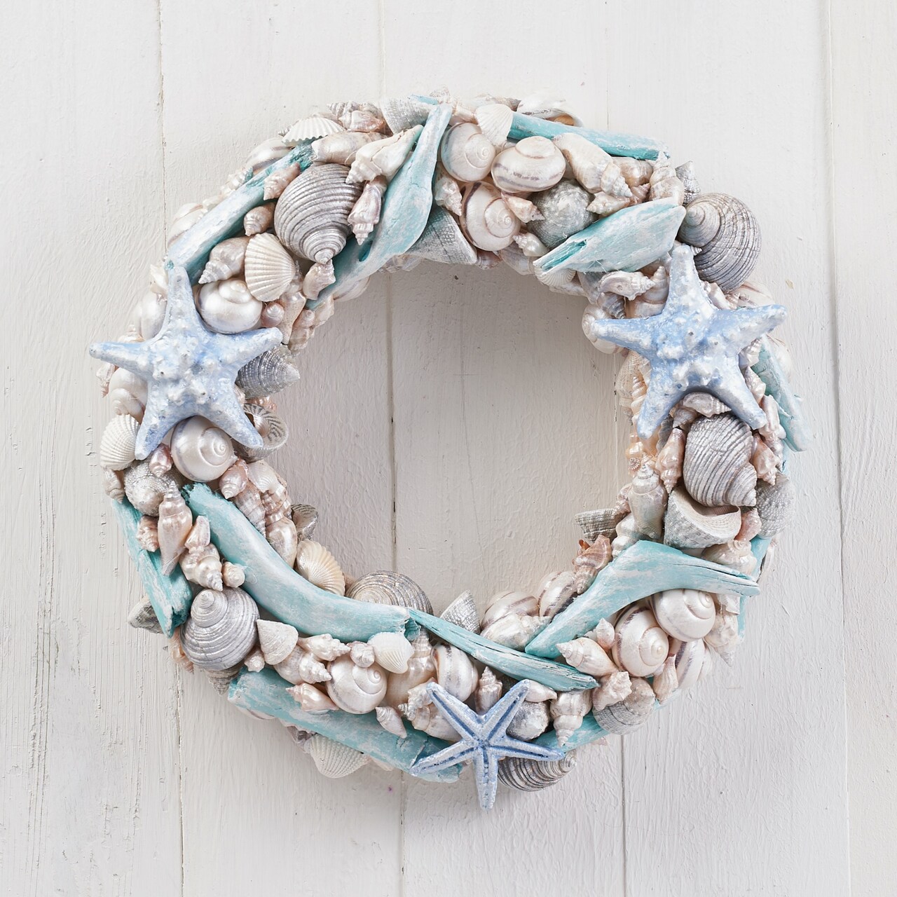 14" Coastal Shell Wreath - Handcrafted Decorations Christmas Gift - Holiday Tree